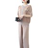 E2256气质女装中年妈妈时尚阔腿裤套装夏季短袖薄款冰丝针织休闲两件套 商品缩略图4