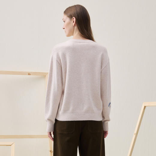 谜底套头针织衫长袖2025冬新品宽松刺绣柔软保暖毛衣女254MZ1859 商品图2