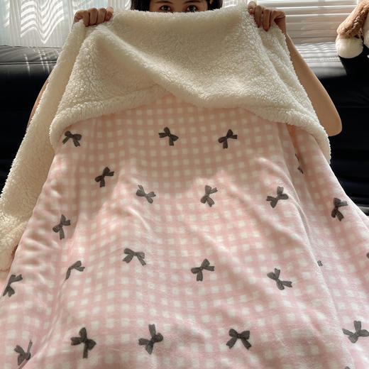 A类秋冬新款可爱风高克重加厚牛奶绒羊羔绒多功能毛毯沙发午睡毯 商品图7