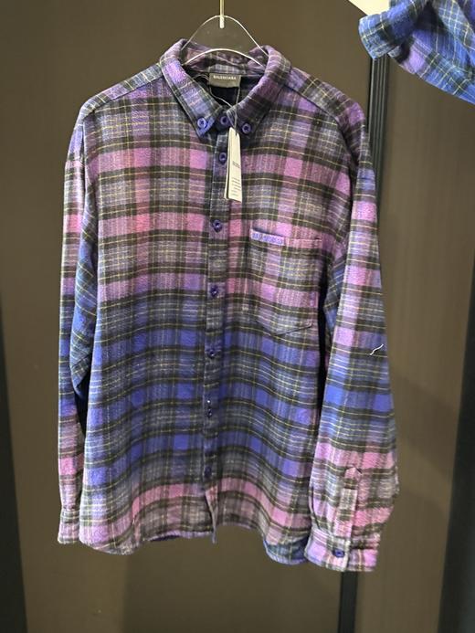 巴家 新款幻紫渐变格纹衬衫(波哥穿M合适,蕾姐L) 商品图8