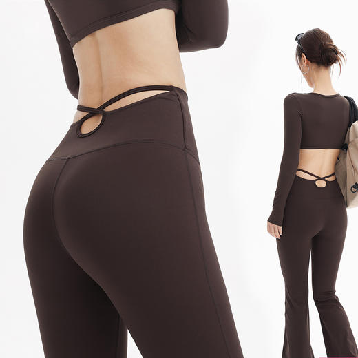 跃牌【禅语梵心】高腰镂空云感紧身长裤防卷边瑜伽裤女提臀运动裤健身裤CK3317 商品图0