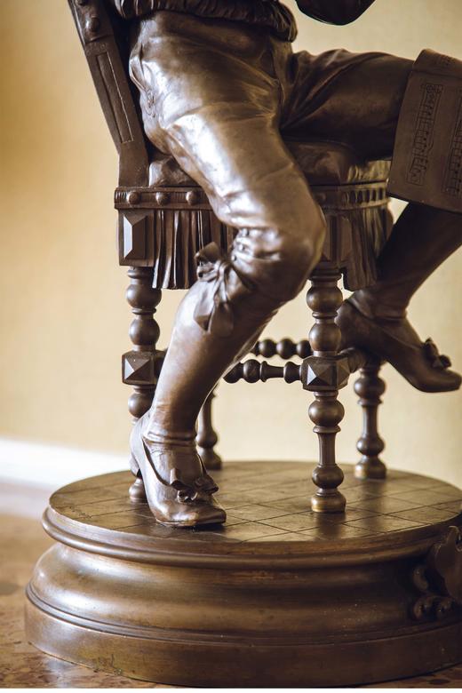 【已售】独角鹿西洋古董 19世纪法国雕塑家Adrien Étienne Gaudez签名创作人物主题青铜雕塑《长笛课》 商品图4