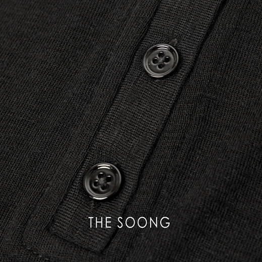 THESOONG|’轻薄羊毛‘经典亨利领黑色连帽亲肤长袖打底衫女HBTX7430 商品图1