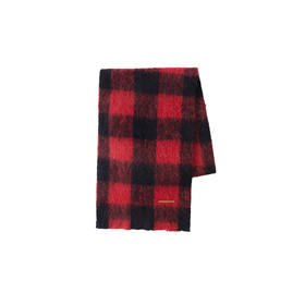 谜底红色格子围巾2025冬季新品复古格纹羊毛混纺围脖女254MQ1962