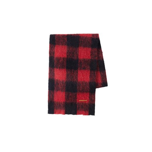 谜底红色格子围巾2025冬季新品复古格纹羊毛混纺围脖女254MQ1962 商品图0