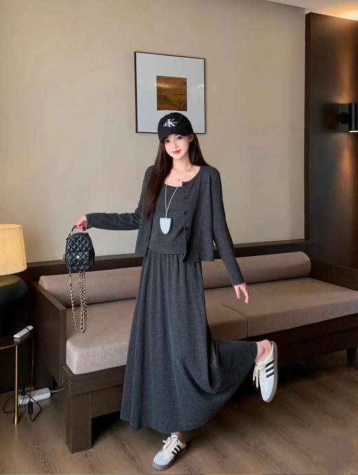 （69元韩系糯米三件套 开衫＋吊带＋裙子/裤子两款任选，超软糯巨划算！）韩系针织开衫吊带半身裙裤子套装气质套装 商品图7