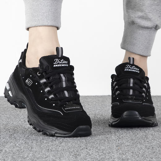 斯凯奇D'LITES系列  女士黑色熊猫鞋 时尚绑带运动鞋 商品图1