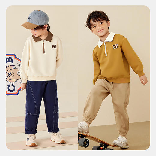 迷你巴拉男童卫衣儿童学院风柔软透气2025秋新品不易变形长袖上衣 商品图2