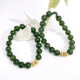 珠光宝气/碧玉圆珠约10mm手串