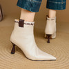 【预售5天】简约风小羊皮拼色细跟小短靴，尖头高跟短筒时装靴春秋单靴DB&M6579 商品缩略图1