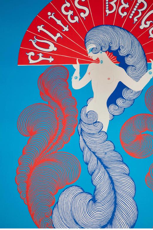 独角鹿西洋古董 1974年法国装饰艺术巨匠Erté设计出品Folies Bergère女神游乐厅定制款收藏级原版海报 商品图1
