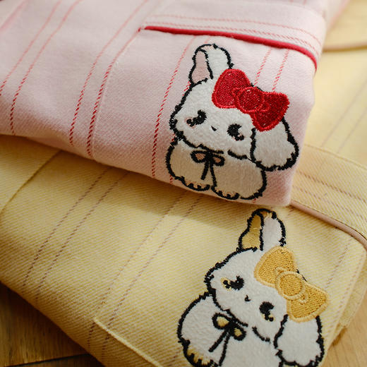 2025秋新款！纯棉磨毛条纹可爱长耳兔卡通宽松家居服 全棉睡衣套装冬季女士 商品图1