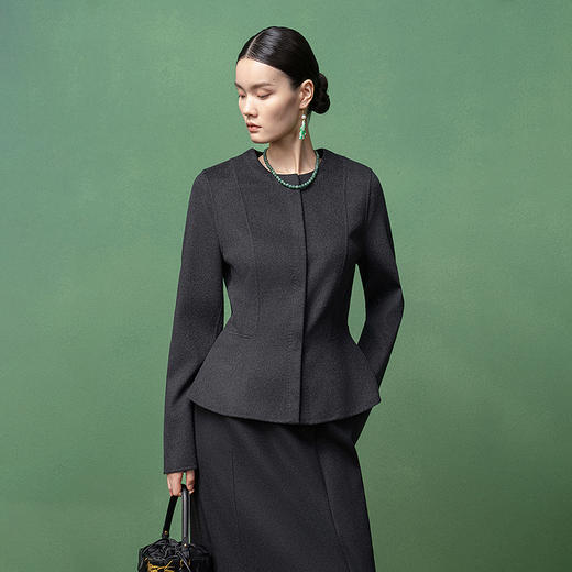 【林栖设计小店】金风玉露系列绵羊毛双面呢外套修身2025秋冬新款上衣女1954058 商品图8