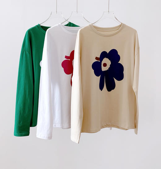彩色花朵长袖T恤 商品图0