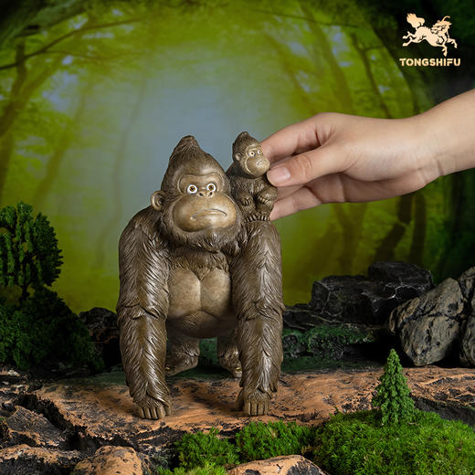 铜师傅《亲子系列》鲨鱼 猩猩桌面客厅玄关铜摆件装饰礼品 商品图4