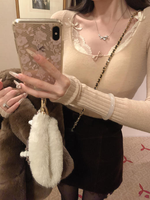 金蘑菇菇  秋冬日常实穿又纯欲针织打底衫 三色 商品图3