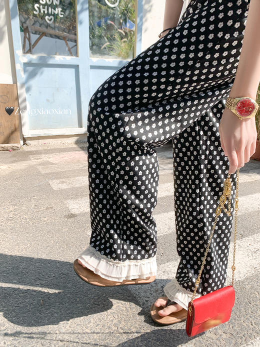 【129元任选2件】现货！花边拼接碎花休闲裤 商品图6