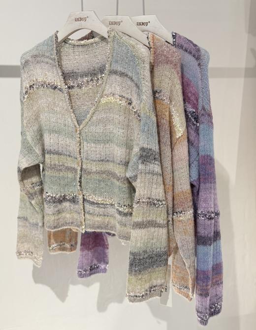 【门店同款】ENJOY秋季“光阴序语”V领撞色针织开衫 165743902 商品图0