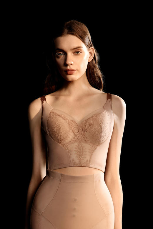 CB | 轻塑 蕾丝花园 薄杯长文胸 肤色 商品图0