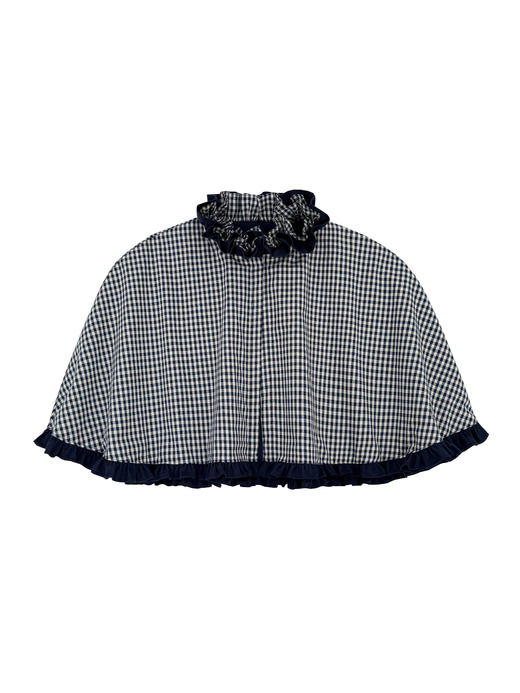 Kaiy Xiao 魔法系列 褶皱立领荷叶褶格纹斗篷（蝴蝶结可拆卸） 商品图2