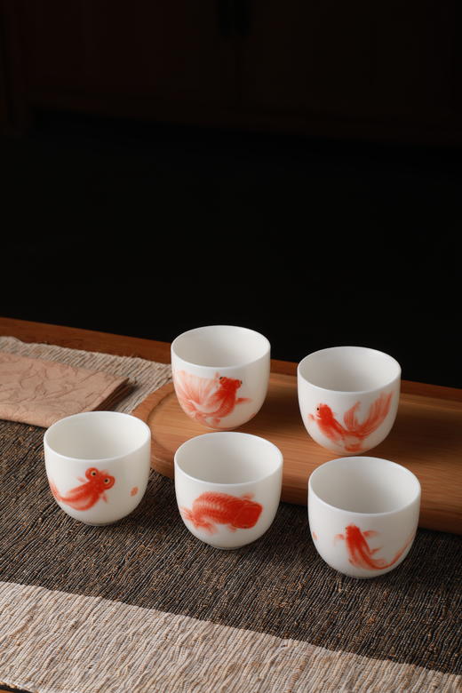 五福金鱼茶具套杯（五头T鱼） 商品图2