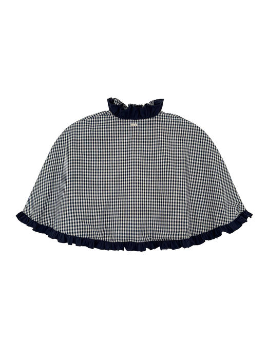 Kaiy Xiao 魔法系列 褶皱立领荷叶褶格纹斗篷（蝴蝶结可拆卸） 商品图3