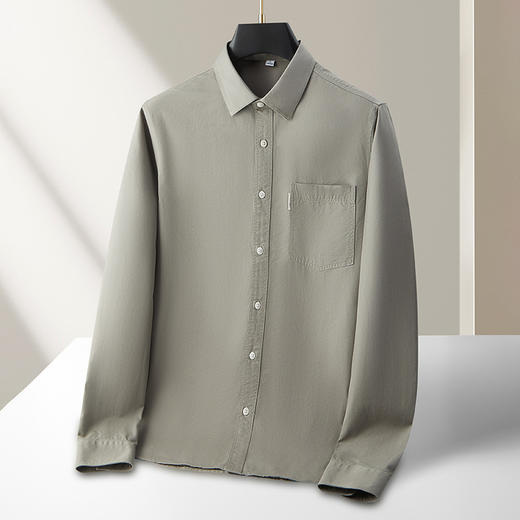 【莱赛尔】【DKP】大依优型大码长袖衬衫男士翻领莱赛尔棉秋季新款商务休闲简约加肥加大码方领工装长袖衬衫男300斤 商品图5