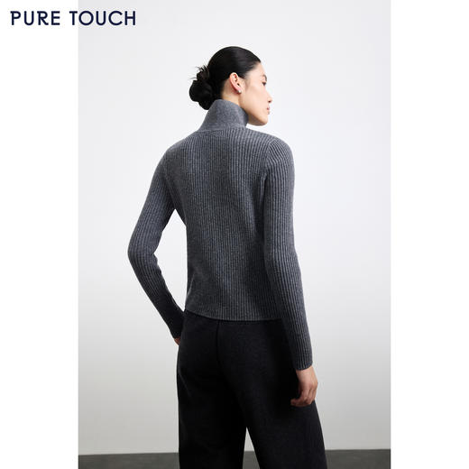 PURE TOUCH女装 25秋冬新款羊毛混纺针织开衫高领拉链毛针织外套 商品图4