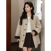 鹿向南「桂畔时光」卡其色拼色休闲风衣秋季新款高级感通勤外套女 商品缩略图1