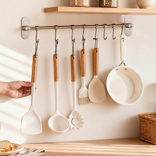 摩登主妇304不锈钢厨房置物架锅铲子勺子挂架挂杆免打孔收纳挂钩 商品图4