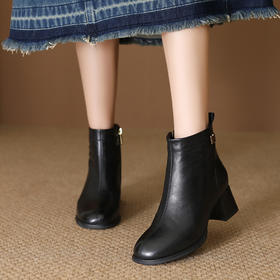 FR 85156圆头粗跟短靴英伦风软底马丁靴