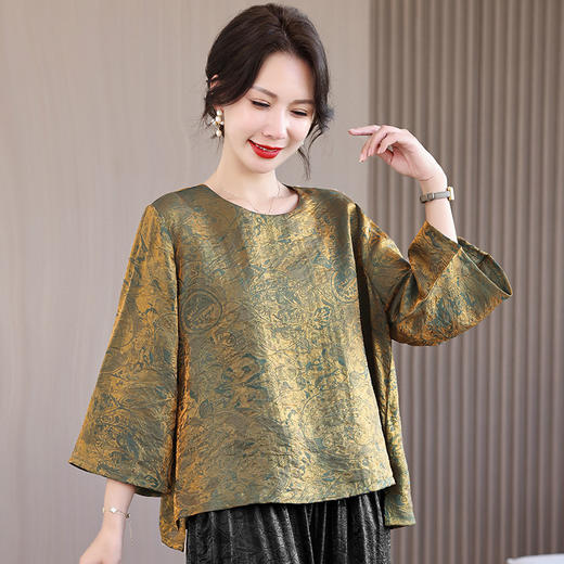 KQL 422H2858新中式新款宽松上衣复古提花新中式 商品图3