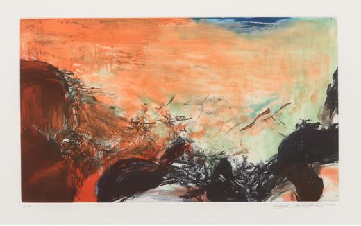 独角鹿西洋古董 1978年西班牙巴塞罗那Ediciones Polígrafa出版赵无极亲签「无题」彩色凹版蚀刻版画 商品图3