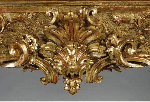 独角鹿西洋古董 18世纪中期意大利出品巴洛克风格贝纹卷叶主题铜鎏金精雕装饰红色大理石台面长桌 商品图4