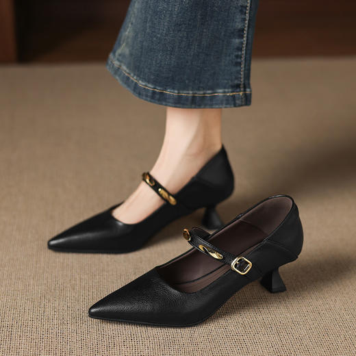 【预售5天】秋季新款法式小猫跟单鞋女细跟尖头高跟鞋气质不累脚玛丽珍鞋JLY&18-772 商品图0