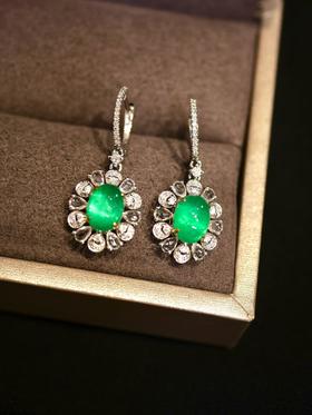 2.5ct祖母绿耳坠