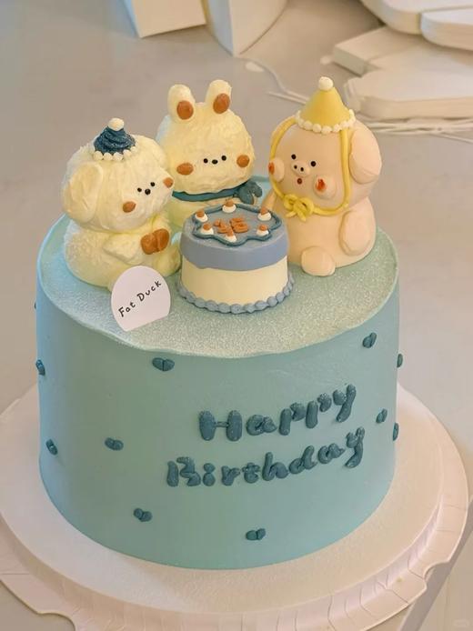 一家/闺蜜小动物手绘卡通蛋糕-低糖处理无添加 商品图0