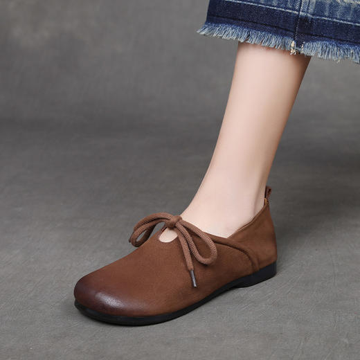 FR 85133复古单鞋防滑耐磨真皮平底休闲鞋 商品图3