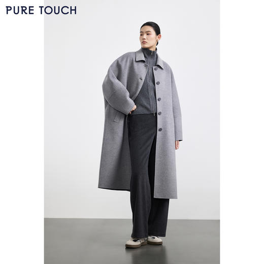 PURE TOUCH女装 25秋冬新款双面呢大衣中长款丝绒毛混纺廓形毛呢 商品图1