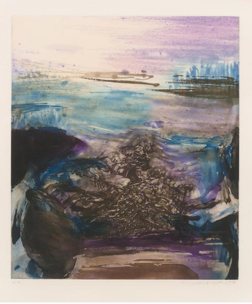 独角鹿西洋古董 1976年丹麦Heede & Moestrup出版赵无极亲签「无题」彩色凹版蚀刻版画 商品图2