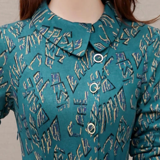 QYM 5A25-Y连衣裙收腰中长款字母花A字裙 商品图3