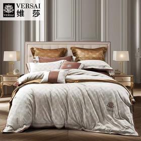 【春上新】10楼 富安娜 维 莎款 床单四件 / 香榭巴黎 / 单被加大 / 咖啡/ 229*230cm   吊牌价7980元 活动价3699元