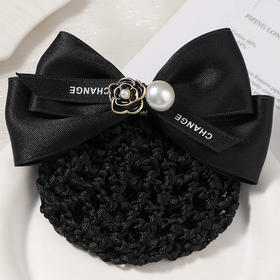 职业头花网兜女小香风山茶花空姐银行后脑勺盘发工作发夹头饰