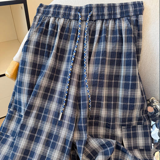 GYH 9363复古慵懒风格子裤宽松休闲显瘦遮垮阔腿裤 商品图3