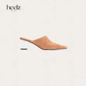 heelz设计师手工鞋履 ｜H水晶跟羊翻毛穆勒鞋 6公分