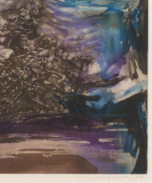 独角鹿西洋古董 1976年丹麦Heede & Moestrup出版赵无极亲签「无题」彩色凹版蚀刻版画 商品图4