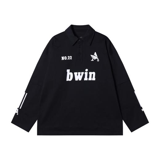 SDSA男士秋冬新款痞帅男装美式简约撞色印花字母翻领长袖T恤百搭 商品图1