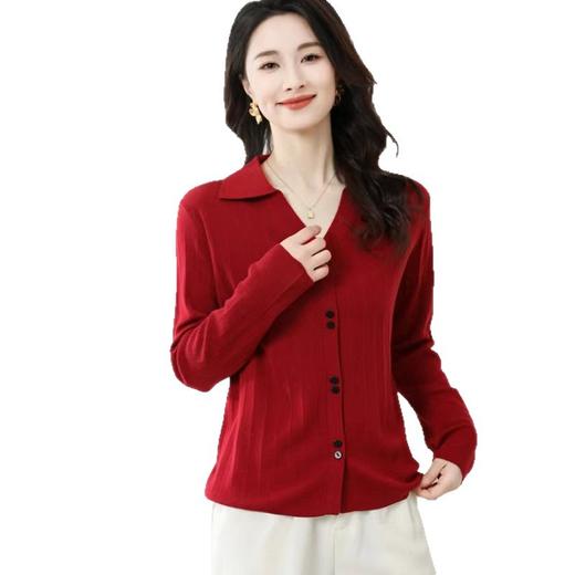 OSL 2206羊毛V领开衫软糯亲肤针织毛衣 商品图4