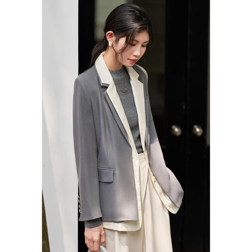 剩S/M/L/XL 芳外上衣流行外套新款休闲时尚撞色小众设计炸街西装女1871 商品图1