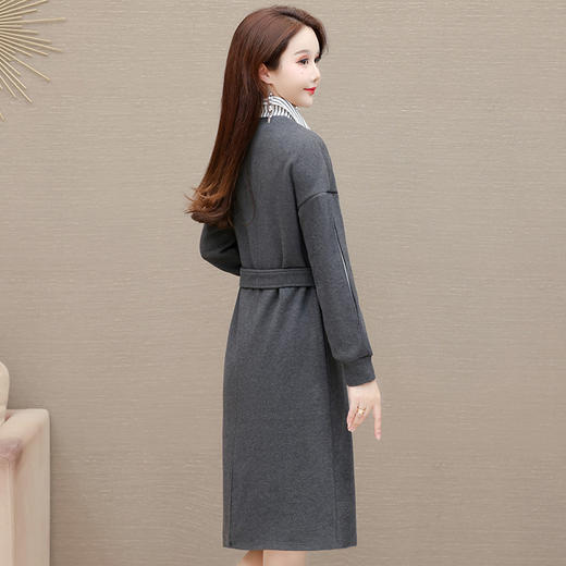 QYM 415C58580-Y时尚假两件衬衫连衣裙宽松休闲中长裙 商品图2